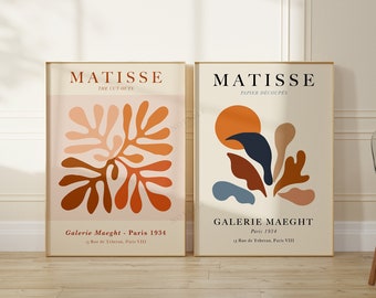 Set of 2 Matisse abstract wall art, Henri Matisse cutouts poster 2 pieces, Ship from UK/US/Europe/Australia