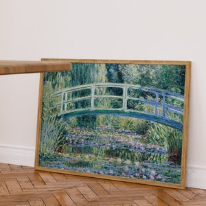 Monet wall art, Water Lilies and Japanese Bridge, horizontal print, Ship from UK/US/Europe/Australia, framed or unframed