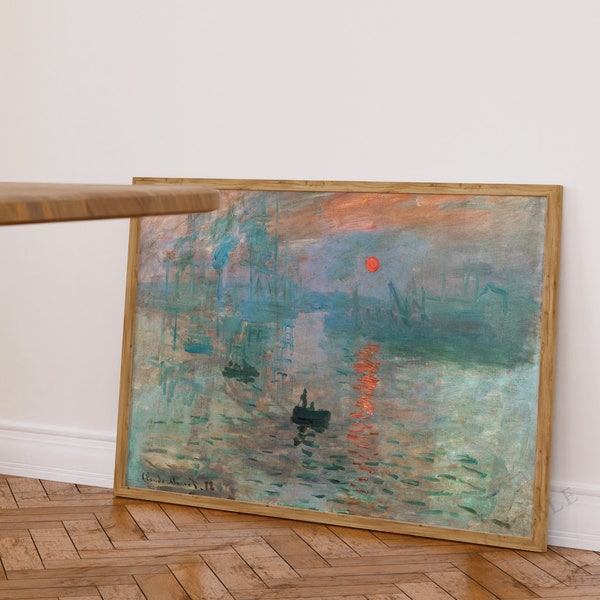 Impression horizontale Claude Monet, Impression Sunrise, art mural peinture Monet, peinture de paysage impressionniste, encadrée ou non