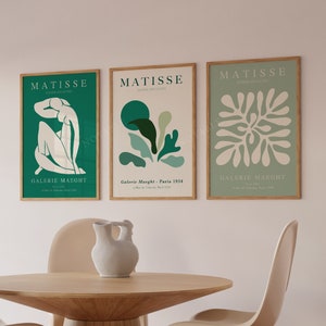Set von Matisse smaragdgrün Wandkunst, drei Stücke Matisse Cutouts Poster, Schiff aus UK / US / Europa / Australien, gerahmt oder ungerahmt