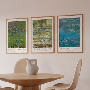 Monet print Set of 3, Monet Waterlilies, monet landscape, Ship from UK/US/Europe/Australia, framed or unframed