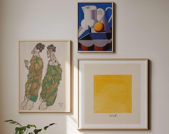 Ensemble de 3 galeries murales 010, Hilma af klint, Vilhelm Lundstrom, Egon Schiele, expédié localement depuis le Royaume-Uni/États-Unis/Europe/Australie, encadré ou non