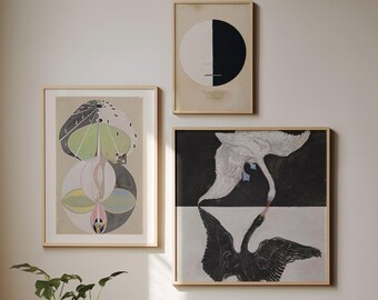 Lot de 3 estampes Hilma af Klint, mur de la galerie 016, expédié localement depuis le Royaume-Uni/États-Unis/Europe/Australie, encadré ou non