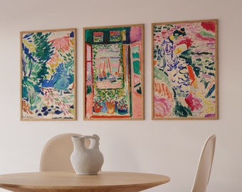Zestaw 3 obrazów ściennych Matisse'a, pejzaż w Collioure, otwarte okno, la japonaise, wysyłka z Wielkiej Brytanii/USA/Europy/Australii, oprawiony lub nieoprawiony