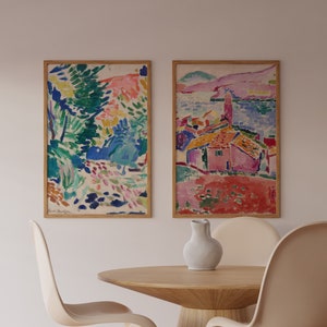 Matisse wall art Set of 2 print painting, View of Collioure, Les toits de Collioure, Ship from UK/US/Europe/Australia