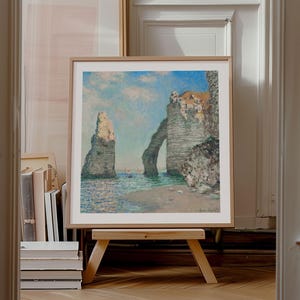 Stampa quadrata di Monet, Le scogliere di Etretat c.1885, spedizione da Regno Unito/Stati Uniti/Europa/Australia, con o senza cornice