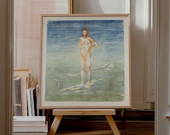 Impression d'Edvard Munch, bain d'hommes vers 1899, reproduction lithographique, bateau du Royaume-Uni/États-Unis/Europe/Australie, encadré ou non