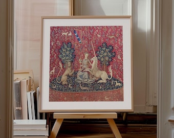 The lady and the unicorn print, My only desire, the Unicorn Tapestries, Ship from UK/US/Europe/Australia, framed or unframed