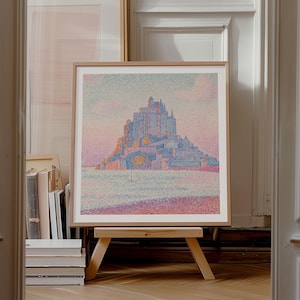 Paul Signac print, Mont Saint-Michel, Setting Sun 1897, square print, Ship from UK/US/Europe/Australia, Framed or unframed