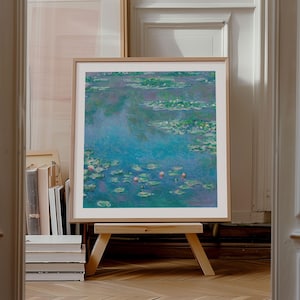 Stampa quadrata di Monet, Ninfee, spedizione da Regno Unito/Stati Uniti/Europa/Australia, con o senza cornice