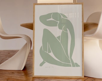 Matisse poster Sage Green art print - Sage green Matisse Cutouts, Ship from UK/US/Europe/Australia, Unframed