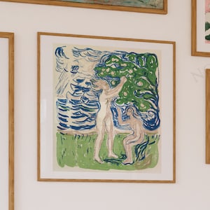 Stampa di Edvard Munch "Ragazze che raccolgono mele" c.1915, riproduzione litografica, spedizione da Regno Unito/Stati Uniti/Europa/Australia, con o senza cornice.