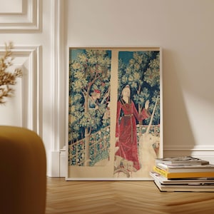 The Unicorn Surrenders to a Maiden from the Unicorn Tapestries 1495 to 1505, Ship from UK/US/Europe/Australia, framed or unframed