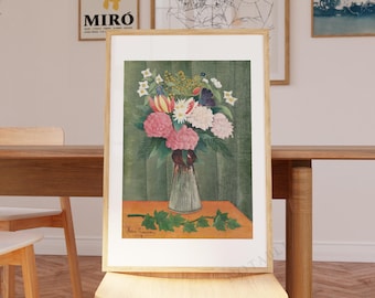 Art mural Henri Rousseau - Fleurs dans un vase vers 1910), expédié du Royaume-Uni/États-Unis/Europe/Australie, encadré ou non