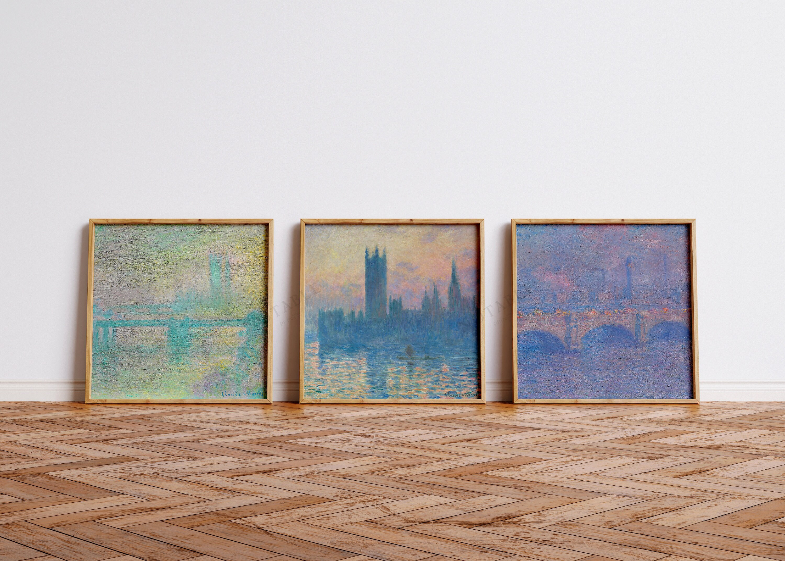 Reproduction Tableau Monet 'Le Pont De Waterloo' Sur Toile Encadrée, Sur Mesure, Made In Italy