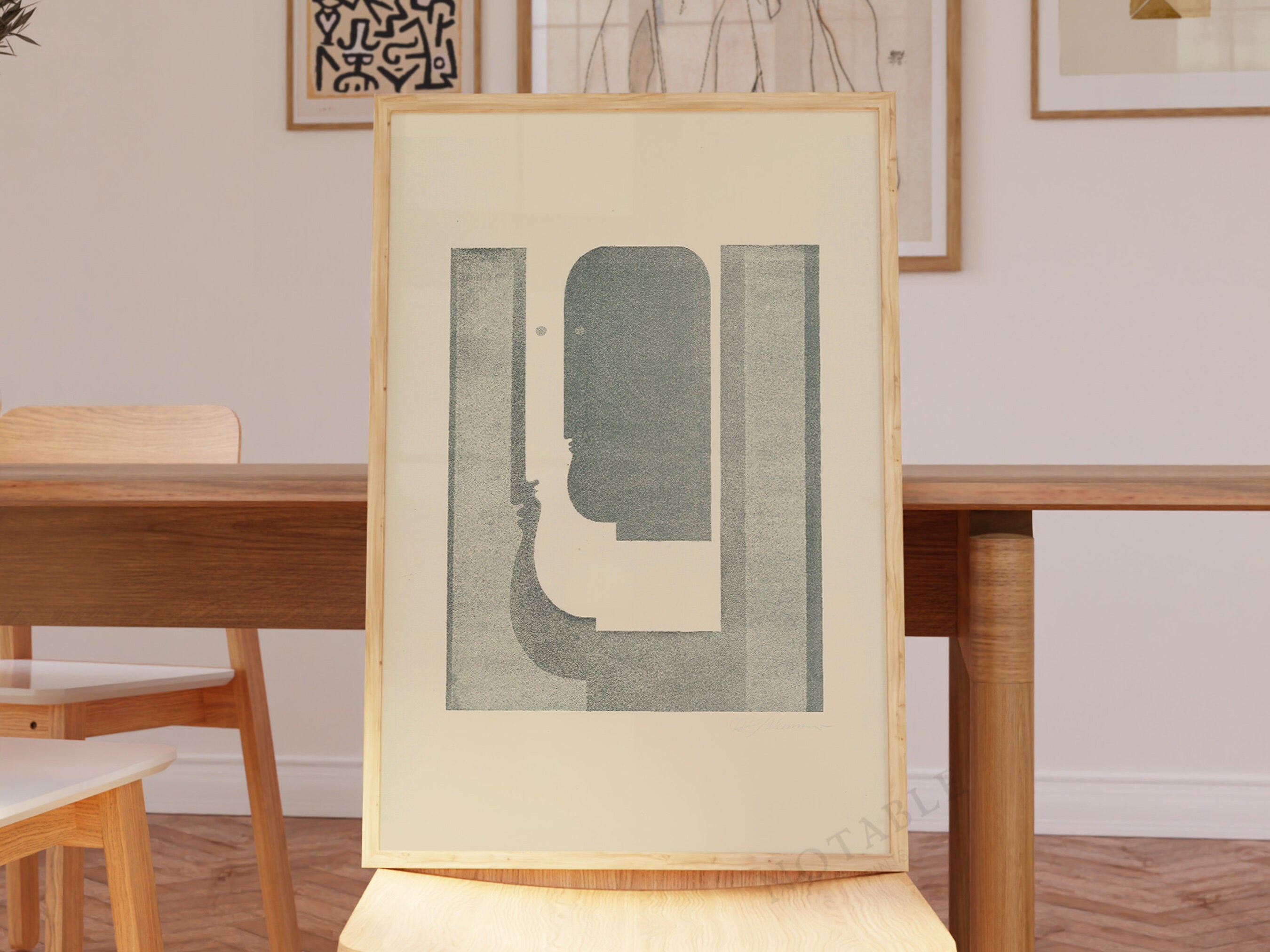 Oskar Schlemmer print, Three Vertical Profiles, Ship from UK/US/Europe/Australia, framed or unframed