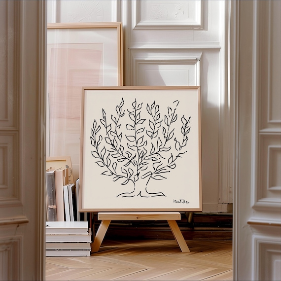 Henri Matisse Print, Plane Tree Line Art Square Wall Art, Ship