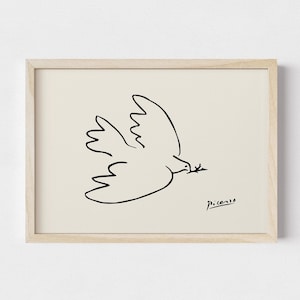 Impressão de Picasso, arte de parede em linha Peace of Dove, impressão de arte em linha, envio do Reino Unido/EUA/Europa/Austrália, emoldurada ou sem moldura