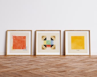 Hilma af Klint, set med 3 kvadratiska tavlor, väggkonstset Parsifalgruppen, skickas från Storbritannien/USA/Europa/Australien med eller utan ram