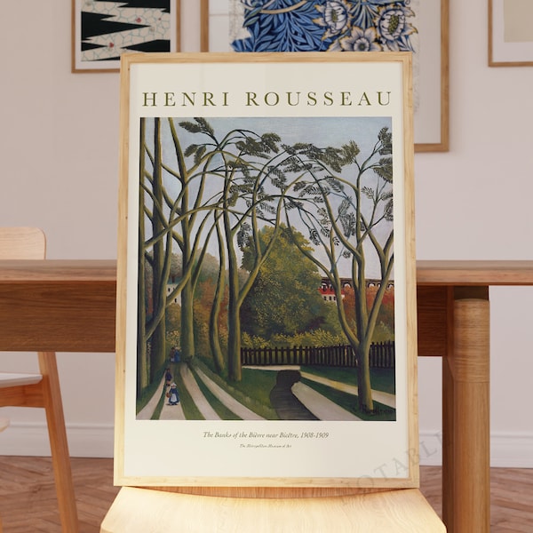 Henri Rousseau Kunstdruck - Die Ufer des Bièvre bei Bicêtre, c. 1908-1909, ungerahmt, Schiff aus UK/USA/Europa/Australien