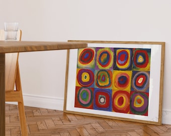 Wassily Kandinsky print, squares with concentric circles, Ship from UK/US/Europe/Australia