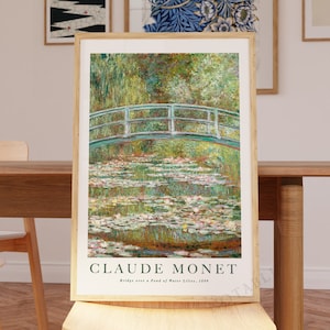 Monet wall art, Bridge over a pond of water lilies print, Ship from UK/US/Europe/Australia, framed or unframed