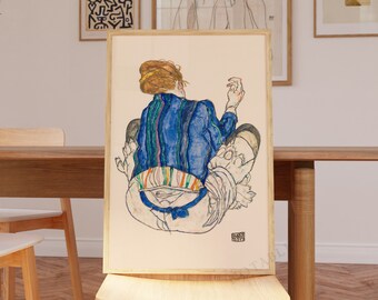 エゴン・シーレの版画「座る女性、後ろ姿」（1917年）、イギリス