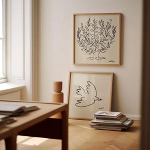 Stampa quadrata di Matisse e Picasso, set di 2 stampe da parete, platano e colomba, spedizione da Regno Unito/Stati Uniti/Europa/Australia, con o senza cornice.