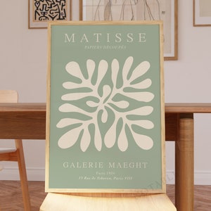 Matisse exhibition art print - Sage green Matisse Cutouts, Ship from UK/US/Europe/Australia