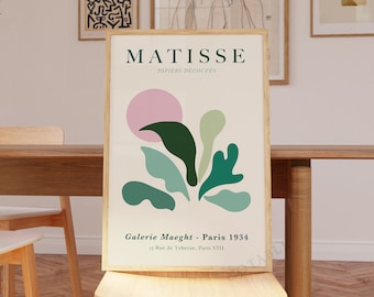 Stampa di Matisse, poster ritagliato di alghe di Henri Matisse, arte murale rosa verde smeraldo, spedizione da Regno Unito/Stati Uniti/Europa/Australia, con o senza cornice