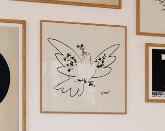 Picasso print, dove of peace wall art, line art print, Ship from UK/US/Europe/Australia, framed or unframed