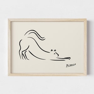 Picasso print, cat line art wall art, line art print, Ship from UK/US/Europe/Australia, framed or unframed