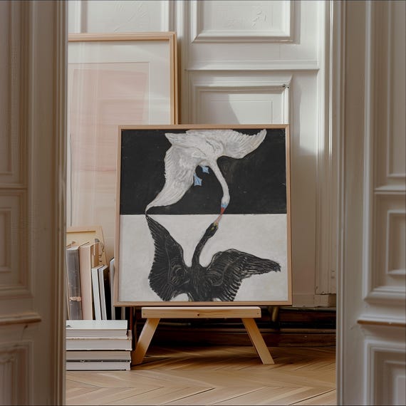 Hilma af Klint swan print, Hilma af Klint square wall art, The Swan, No. 1, c.1915, Ship from UK/US/Europe/Australia, framed or unframed