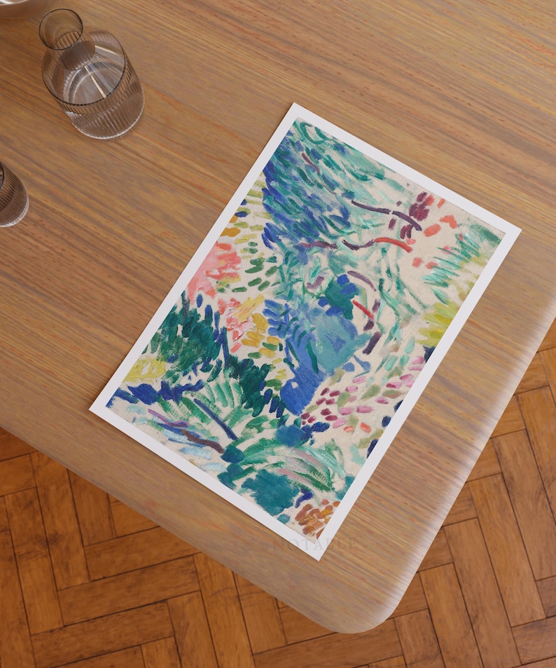 Pode incluir: Pintura abstrata com um design colorido e texturizado. A pintura apresenta tons de azul, verde, rosa e amarelo. As pinceladas s&atilde;o vis&iacute;veis e criam um efeito din&acirc;mico.