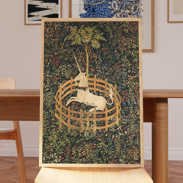 The unicorn in captivity print, the Unicorn Tapestries poster, 1495 to 1505, Ship from UK/US/Europe/Australia, framed or unframed
