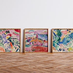 Set di 3 stampe da parete di Matisse, set di stampe quadrate, set di 3 stampe di Matisse Collioure, spedizione da Regno Unito/Stati Uniti/Europa/Australia, con o senza cornice.