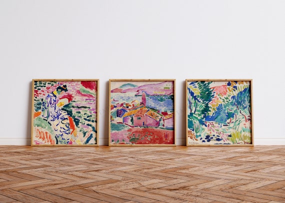 Set of 3 Matisse wall art, Square print set, Matisse Collioure set of 3 print, Ship from UK/US/Europe/Australia, framed or unframed