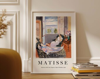 Impression Matisse, intérieur avec deux personnages, fenêtre ouverte 1922, expédié du Royaume-Uni/États-Unis/Europe/Australie, encadré ou non