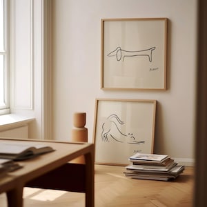 Stampa quadrata di Picasso, set di 2 stampe da parete, cane e gatto, spedizione da Regno Unito/Stati Uniti/Europa/Australia, con o senza cornice.