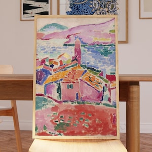 Henri Matisse Print, Les toits de Collioure full bleed | Summer 1905 | Landscape | Ship from UK/US/Europe/Australia, Unframed