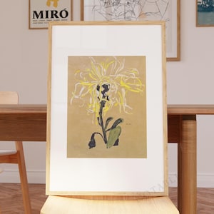 Egon Schiele print, flower wall art, Gelbe Chrysantheme , Ship from UK/US/Europe/Australia, framed or unframed
