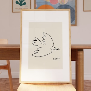 Picasso print, Picasso line art wall art, Dove, Ship from UK/US/Europe/Australia, framed or unframed