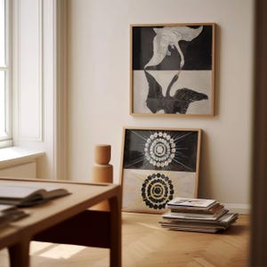 Stampe quadrate di Hilma af Klint, set di 2 stampe da parete, Il cigno, n. 1, n. 8, spedizione da Regno Unito/Stati Uniti/Europa/Australia, con o senza cornice.