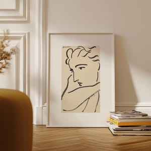 Stampa di Henri Matisse, disegno al tratto, profilo di donna, Profil de femme, spedizione da Regno Unito/Stati Uniti/Europa/Australia, con o senza cornice.