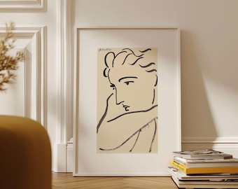 Impression Henri Matisse, dessin au trait, profil de femme, profil de femme, navire du Royaume-Uni/États-Unis/Europe/Australie, encadré ou non