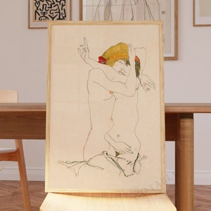 Egon Schiele print, Two Women Embracing (1913) , Ship from UK/US/Europe/Australia