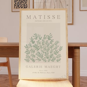 Matisse Sage green exhibition wall art - Sage green Matisse Cutouts, Matisse Wall Art, Ship from UK/US/Europe/Australia