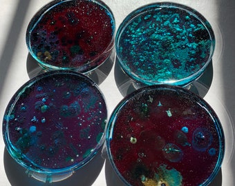 Handmade Resin Petri Dish Coasters - Set of 4