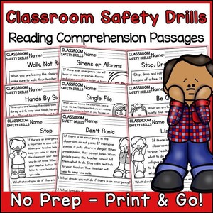 Classroom Safety Drills Reading Comprehension Passages and Questions BTS | Science Printable Worksheets
