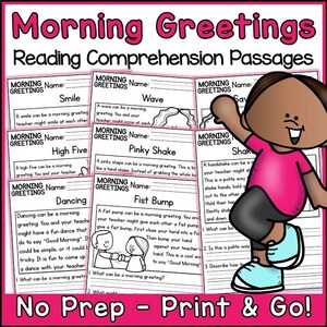 Morning School Greetings Reading Comprehension Passages and Questions BTS | Science Printable Worksheets
